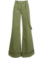 Rosie Assoulin Boy Super Wide Trousers, Size: 2, Green, Cotton/spandex/elastane