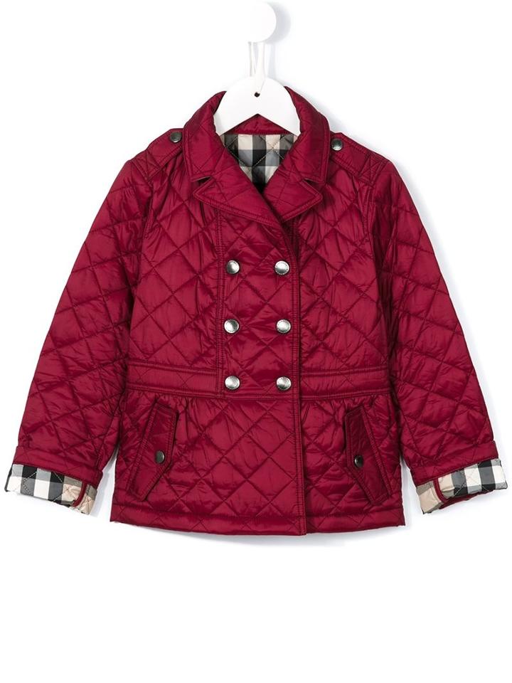 Burberry Kids Mini 'portree' Quilted Jacket, Girl's, Size: 6 Yrs, Red