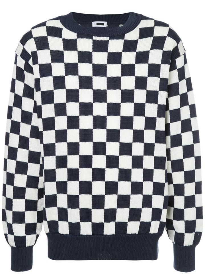 H Beauty & Youth Checked Print Sweatshirt - Blue