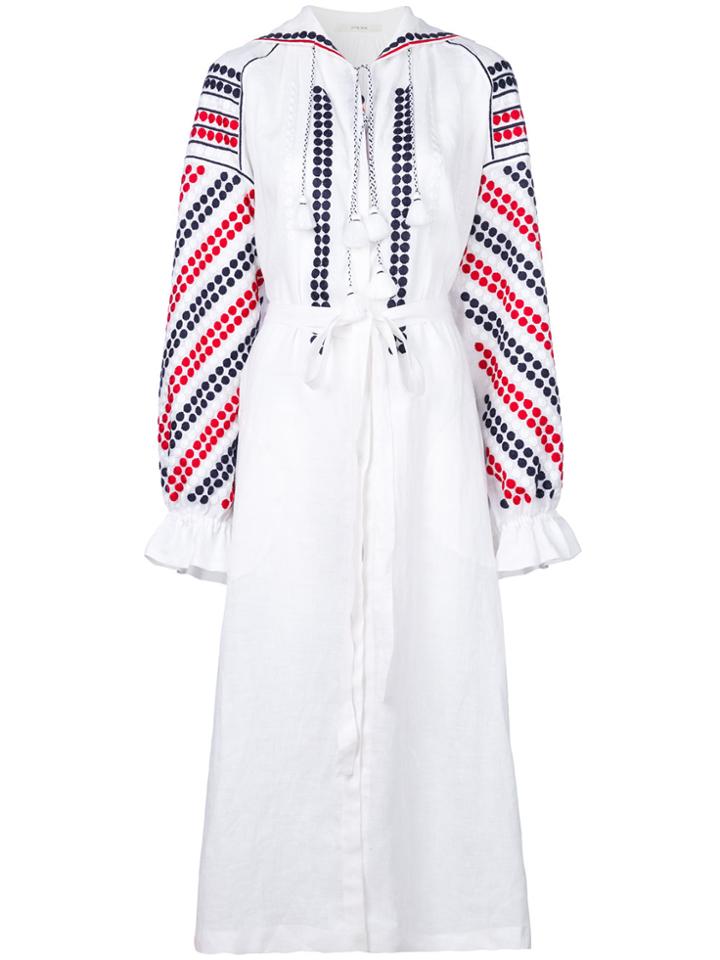 Vita Kin Patterned Frill Sleeve Dress - White