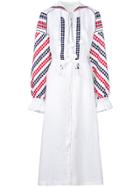 Vita Kin Patterned Frill Sleeve Dress - White
