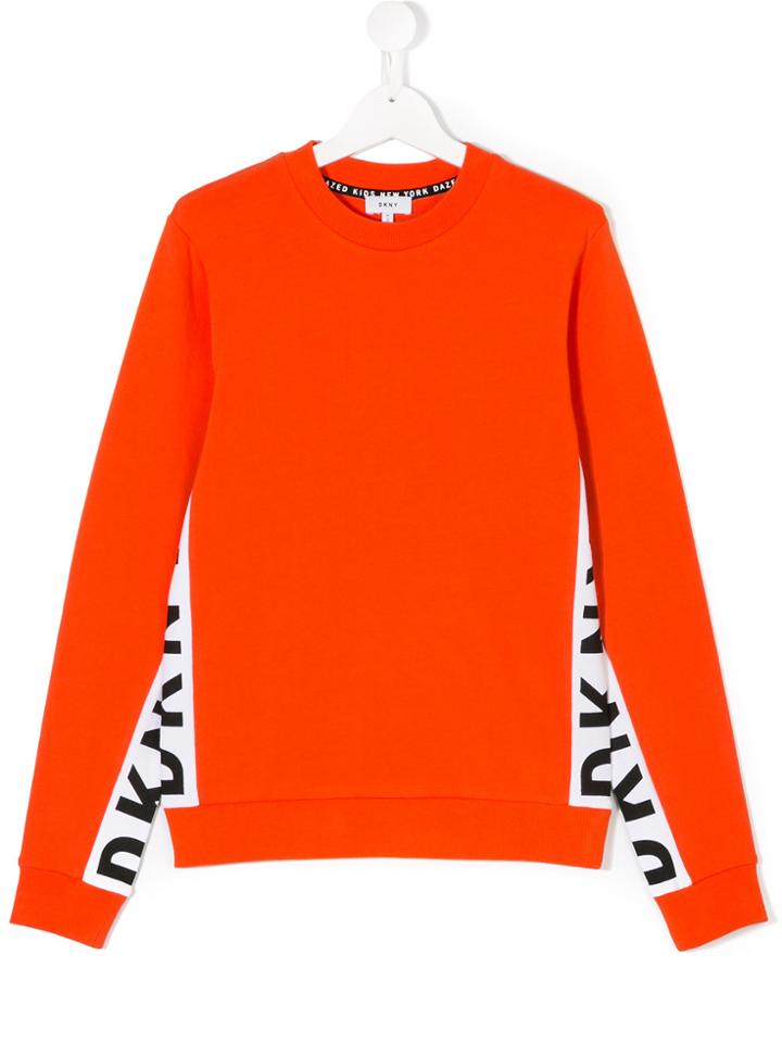 Dkny Kids Contrast Piped Logo Sweatshirt - Yellow & Orange