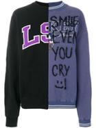 Night Market Beaded Print Patchwork Sweatshirt - Black
