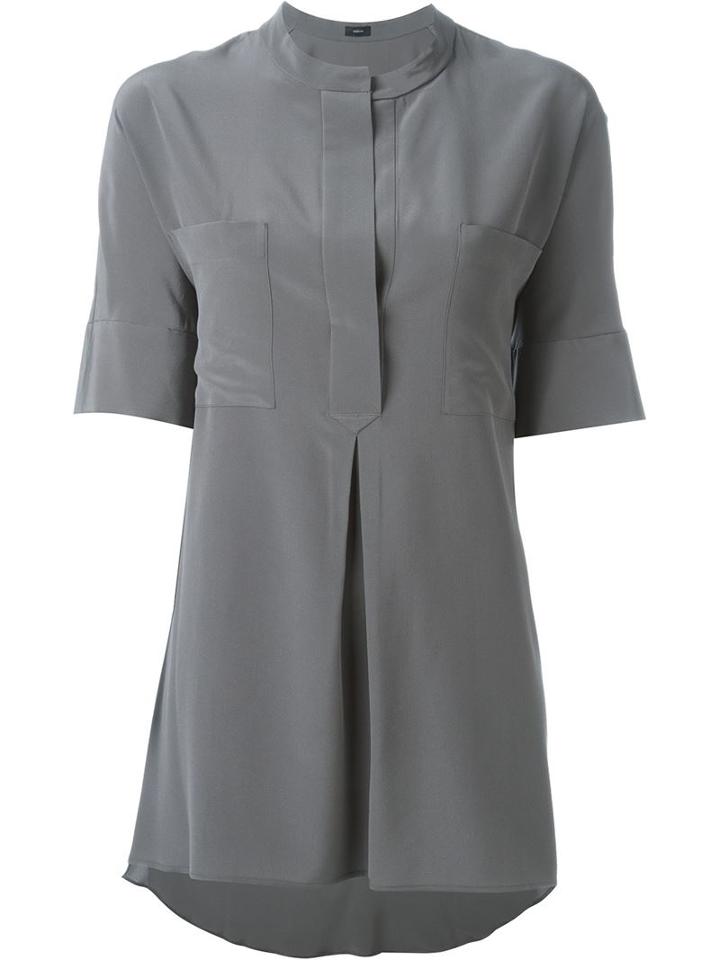 Joseph Patch Pockets Mandarin Neck Shirt
