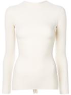 Helmut Lang Tie Back Long Sleeved Top - White