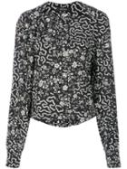 Isabel Marant - Geometric And Floral Print Blouse - Women - Silk/spandex/elastane - 36, Black, Silk/spandex/elastane