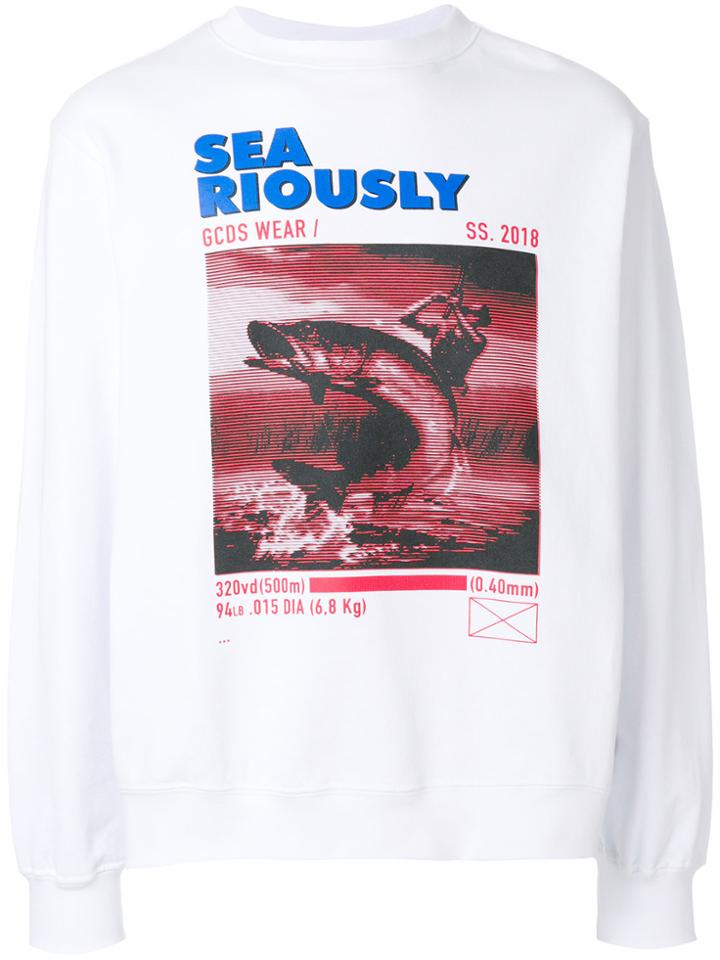 Gcds Printed Long Sleeved Pullover - White
