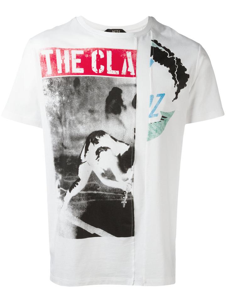 No21 - Panelled Printed T-shirt - Men - Cotton - M, White, Cotton