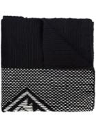 Voz Contrast Knitted Scarf - Black
