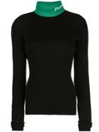 Proenza Schouler Pswl Logo Knit Long Sleeveturtleneck Top - Black