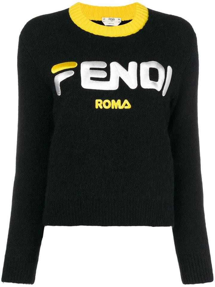 Fendi Cropped Logo Sweater - Black