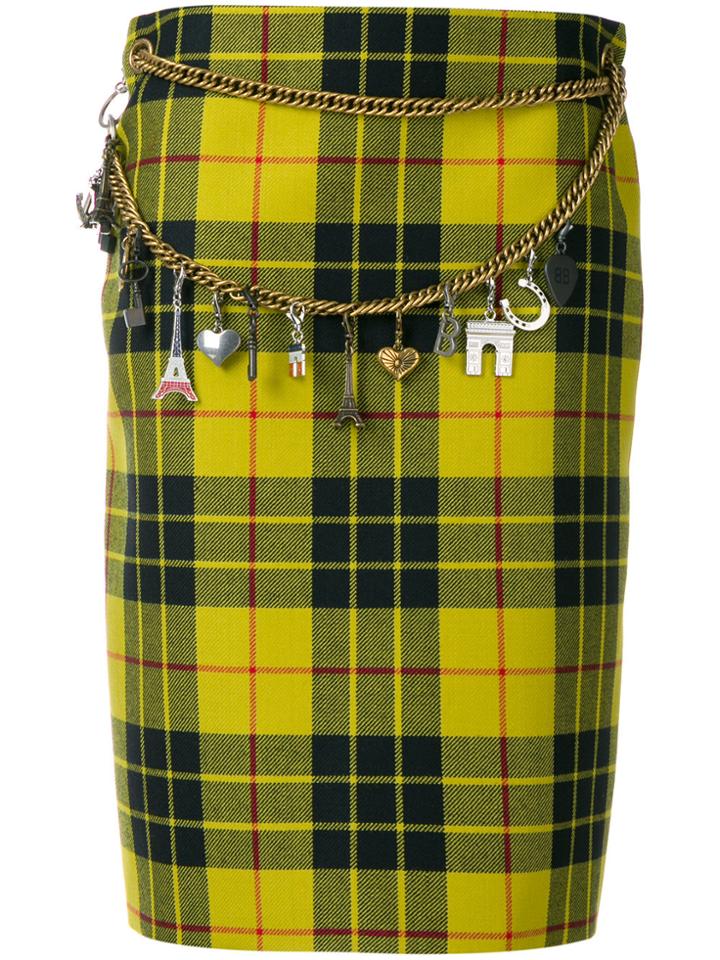 Balenciaga Tartan Pencil Skirt - Yellow & Orange