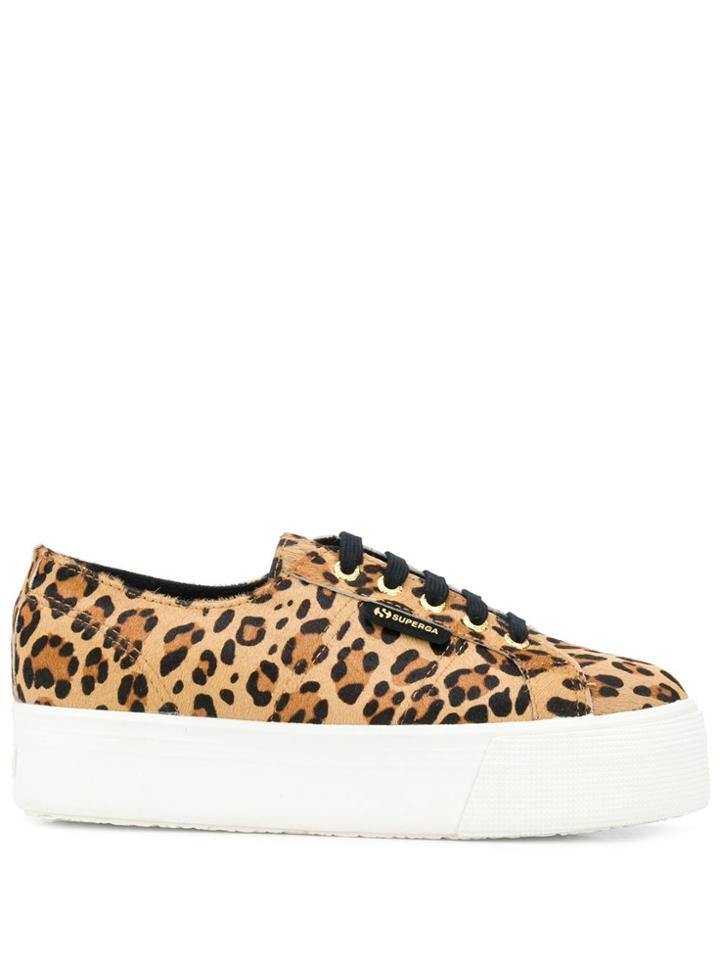 Superga Leopard-print Chunky Sole Sneakers - Black