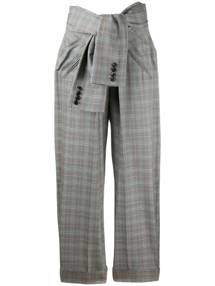 Alexander Wang Tie Waist Check Trousers - Blue