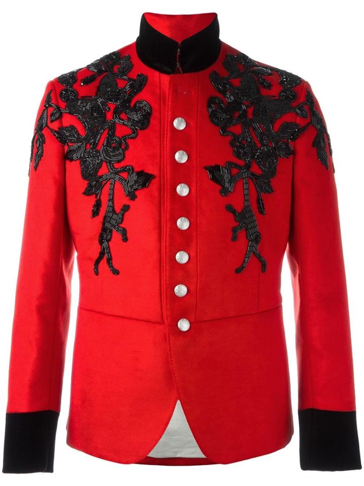 Alexander Mcqueen Beaded Band Jacket - Red