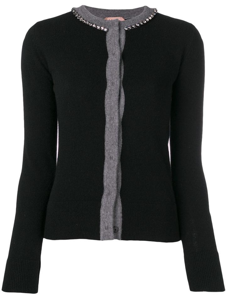 No21 Crew Neck Embellished Cardigan - Black