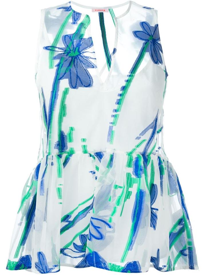P.a.r.o.s.h. Sheer Floral Peplum Top