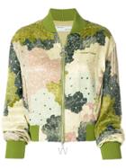 Off-white Floral Print Bomber Jacket - Green
