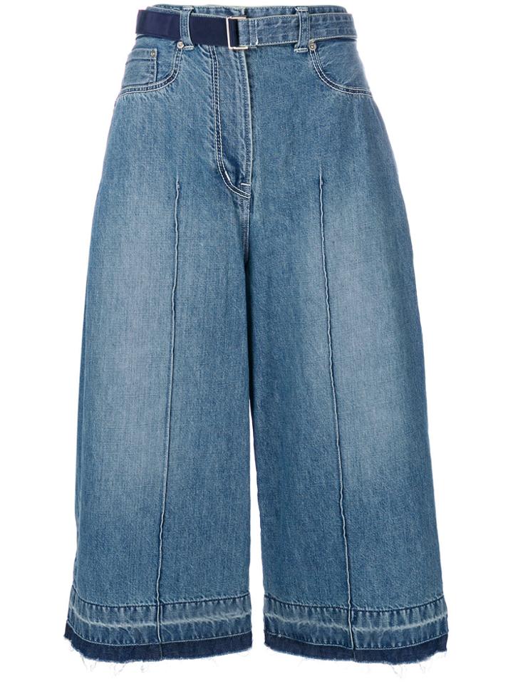 Sacai High Rise Denim Culottes - Blue