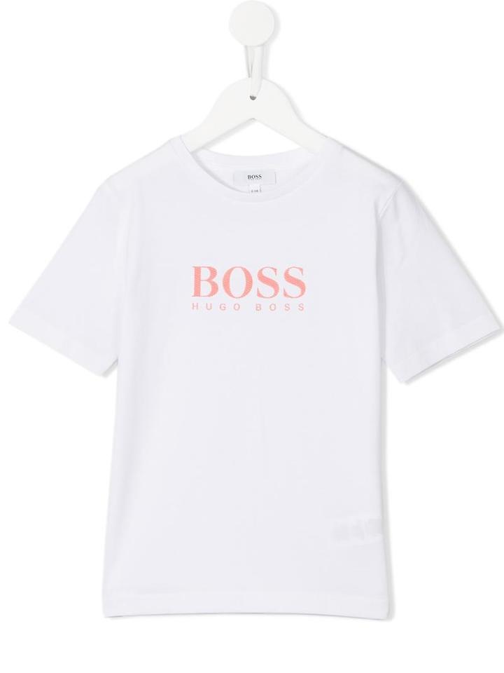 Boss Kids Logo Print T-shirt, Boy's, Size: 12 Yrs, White