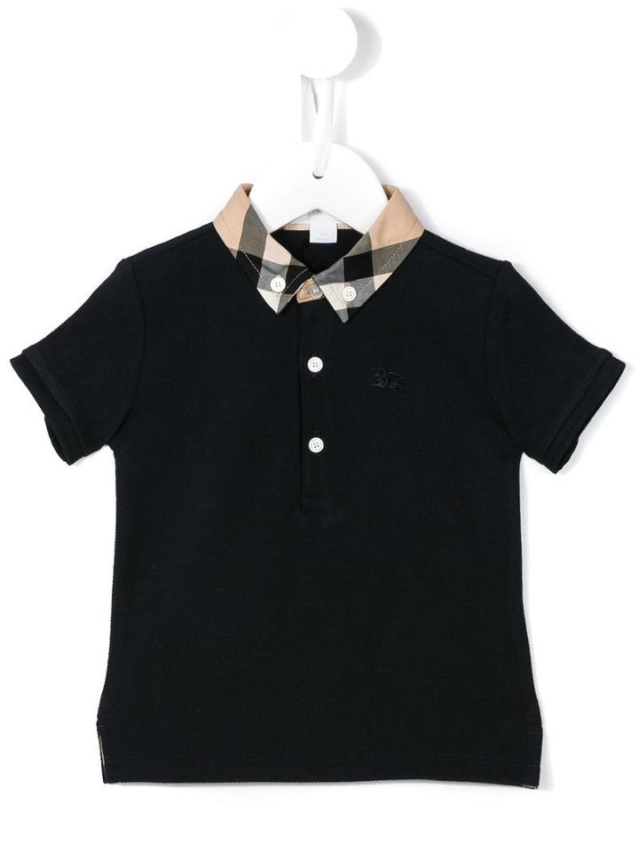 Burberry Kids Checked Collar Polo Shirt, Toddler Boy's, Size: 12 Mth, Blue