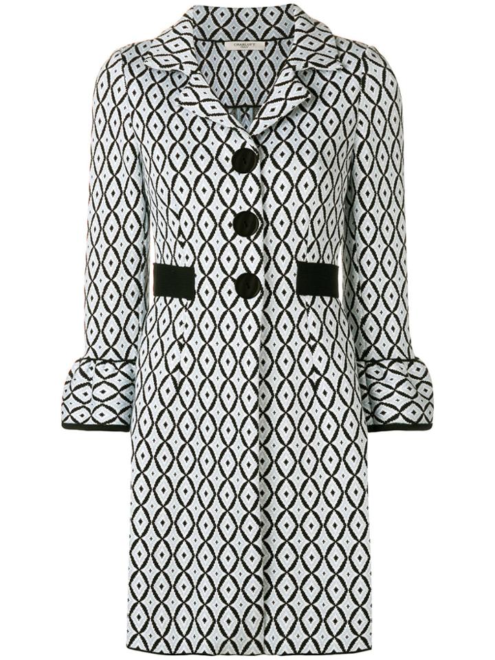 Charlott Two-tone Print Coat - Blue