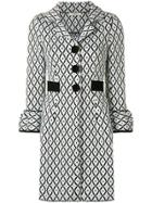 Charlott Two-tone Print Coat - Blue