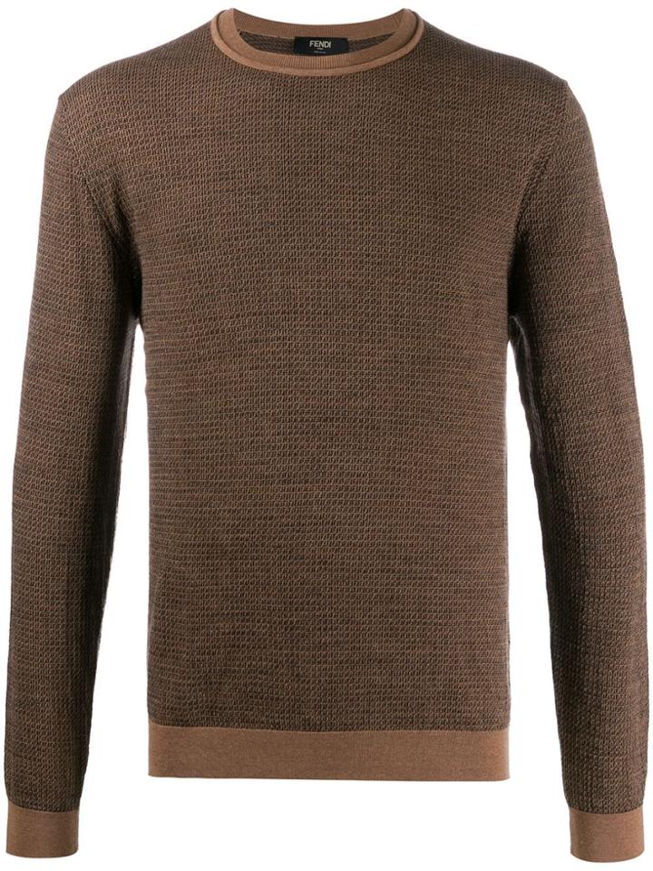Fendi Intarsia Knitted Ff Motif Sweater - Neutrals