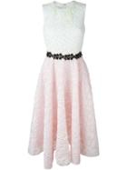 Giambattista Valli Contrast Waist Floral Jacquard Full Midi Dress