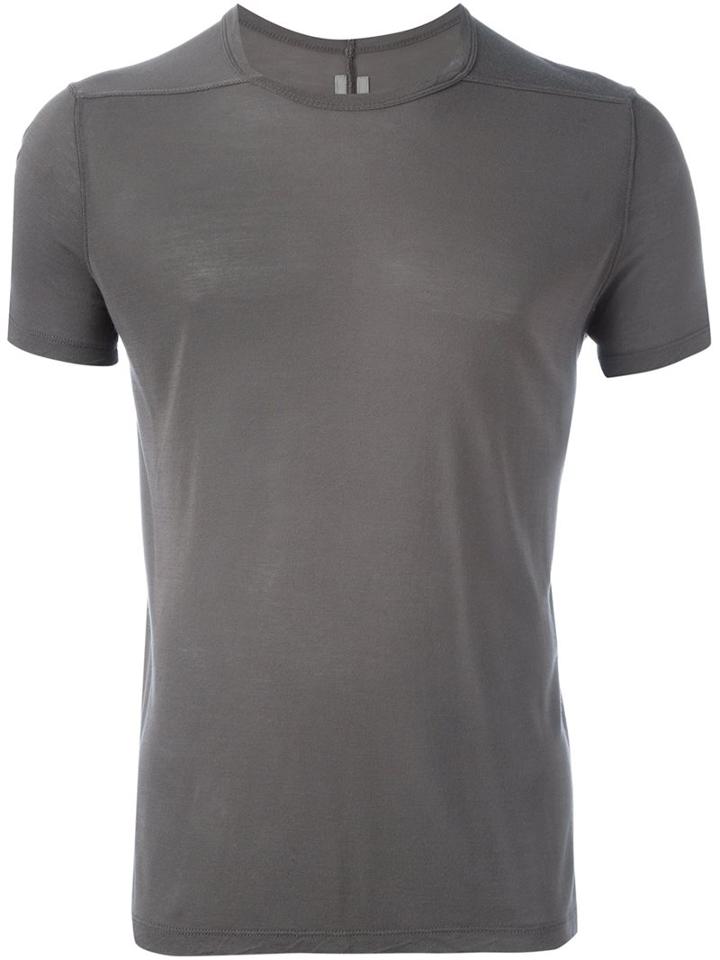 Rick Owens Cropped T-shirt, Men's, Size: Large, Grey, Silk/viscose