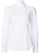 Derek Lam Ruffle Collar Long Sleeve Shirt, Women's, Size: 44, White, Silk/cotton