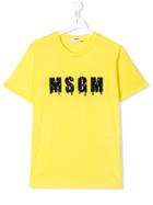 Msgm Kids Teen Beaded Logo T-shirt - Yellow