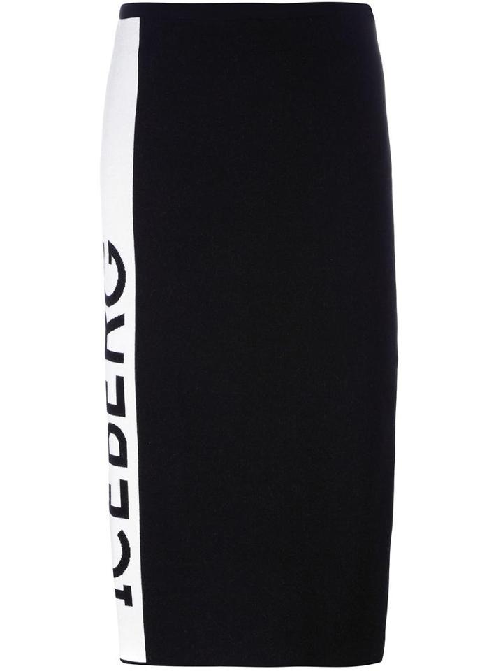 Iceberg Logo Print Skirt, Women's, Size: 42, Black, Polyester/viscose