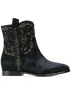 Ash Leaf Embossed Boots - Black
