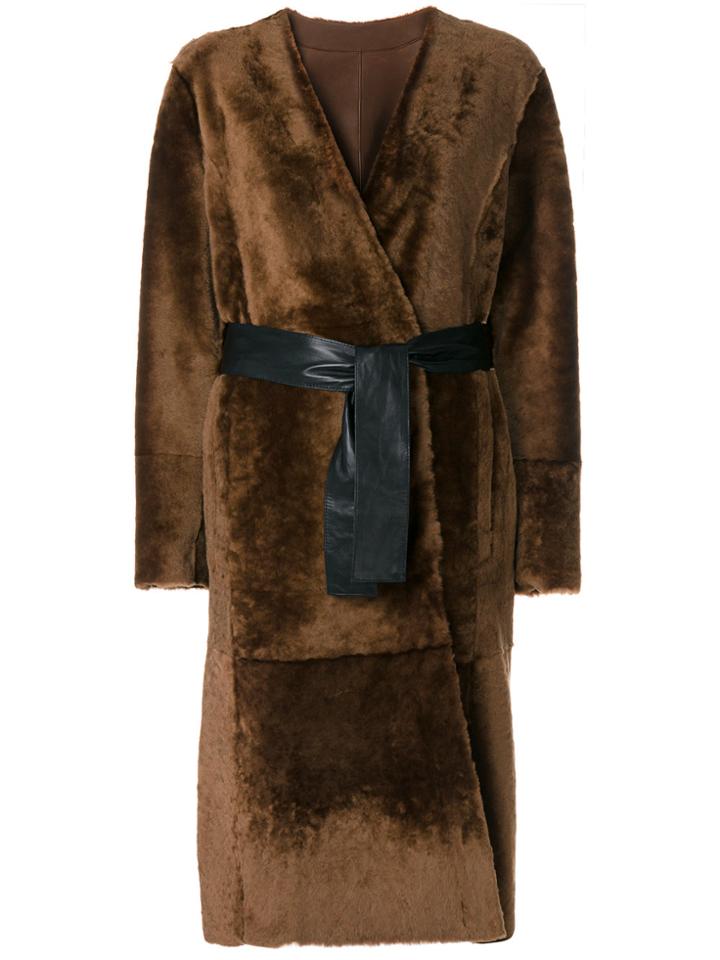 Drome Reversible Belted Coat - Brown