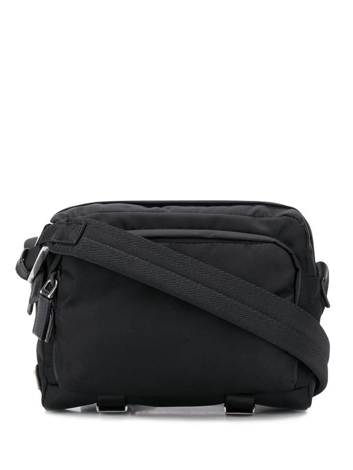 Prada Logo Patch Crossbody Bag - Black