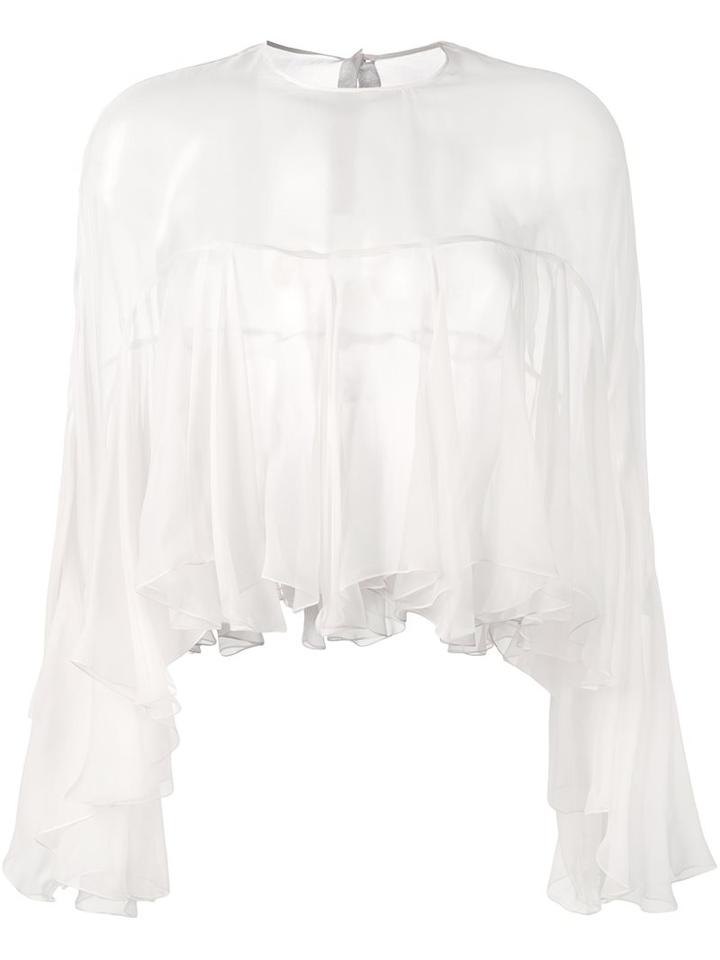 Philosophy Di Lorenzo Serafini Semi-sheer Pleated Blouse, Women's, Size: 38, Nude/neutrals, Silk