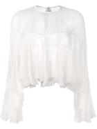 Philosophy Di Lorenzo Serafini Semi-sheer Pleated Blouse, Women's, Size: 38, Nude/neutrals, Silk