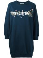 Vivetta Storione Sweatshirt Dress, Women's, Size: 44, Blue, Cotton/spandex/elastane