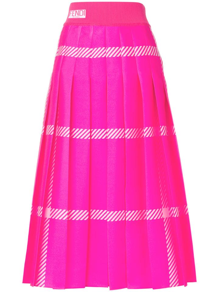 Fendi Flared Pleated Skirt - Pink & Purple