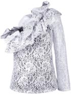 Msgm - Lace One Shoulder Blouse - Women - Polyamide/polyester/viscose - 42, Grey, Polyamide/polyester/viscose