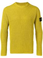 Stone Island Logo Patch Ribbed Jumper - Green