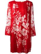 Fendi Floral Print Shift Dress, Women's, Size: 38, Red, Silk/viscose