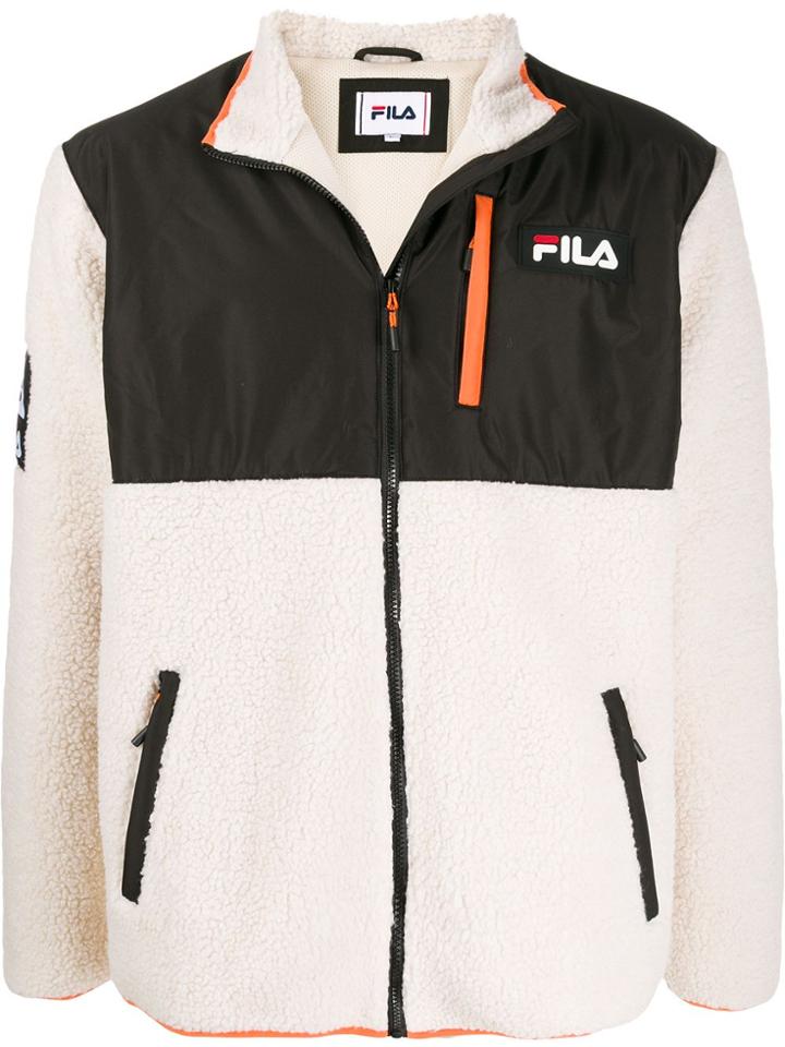 Fila Shearling Logo Jacket - Neutrals