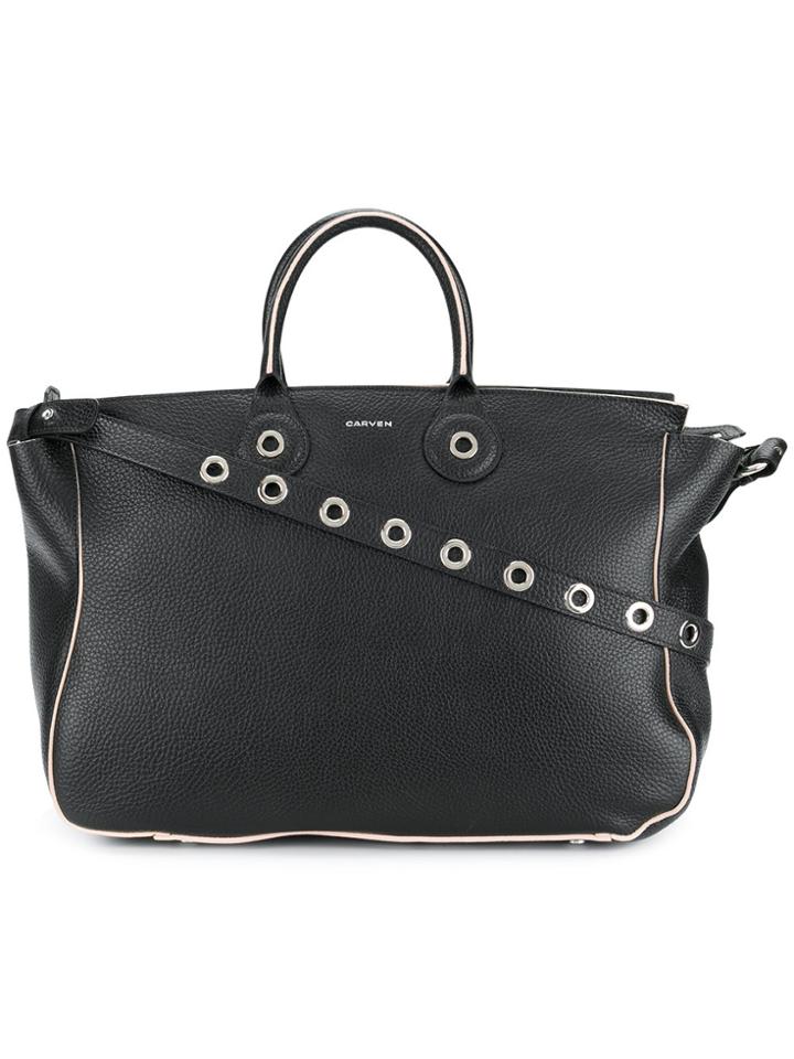 Carven Eyelet Tote - Black