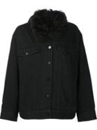 Alexander Wang Boyfriend Denim Jacket, Women's, Size: Small, Black, Cotton/rayon/lamb Fur