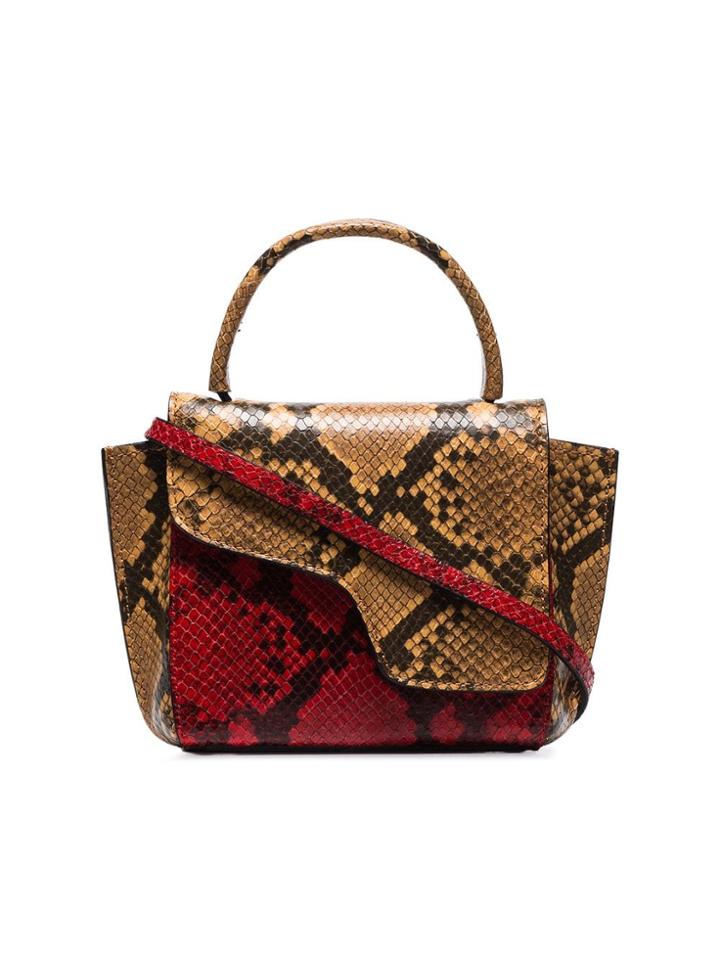 Atp Atelier Red Montalcino Snake Embossed Leather Cross Body Bag