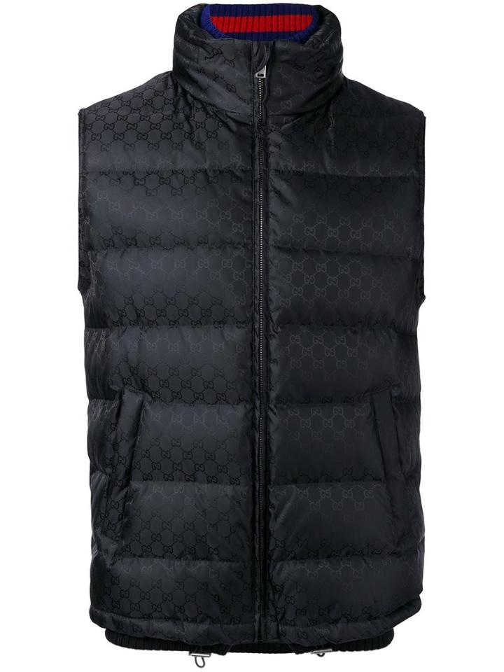 Gucci Original Gg Padded Gilet, Size: 48, Black, Polyamide/polyester/wool/feather Down