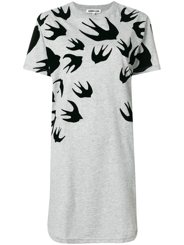 Mcq Alexander Mcqueen Swallow Motif T-shirt Dress - Grey