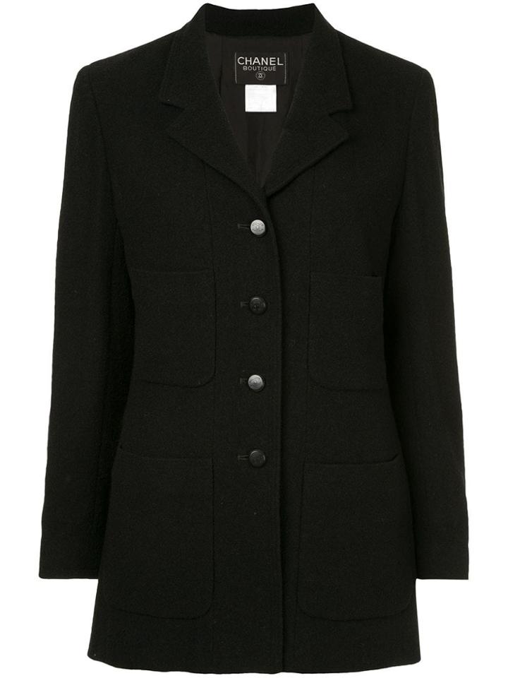 Chanel Vintage Long Sleeve Coat Jacket - Black